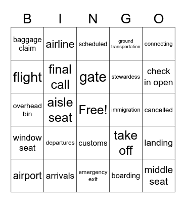 Travel Time! Bingo Card