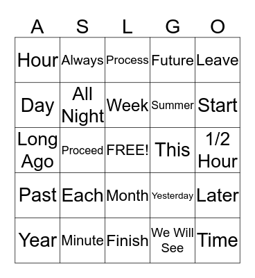 No Time to Get Tense List 1  Bingo Card