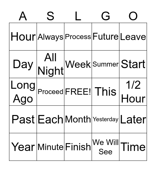 No Time to Get Tense List 1  Bingo Card