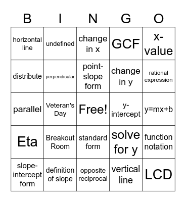 Mod 9 HW 1-2 Bingo Card