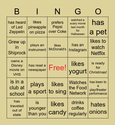 Find someone who... Bingo Card