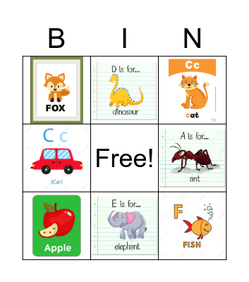 A- F Phonics Bingo Card