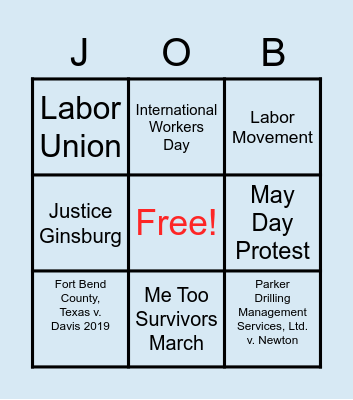 Labor Rights Bingo Card
