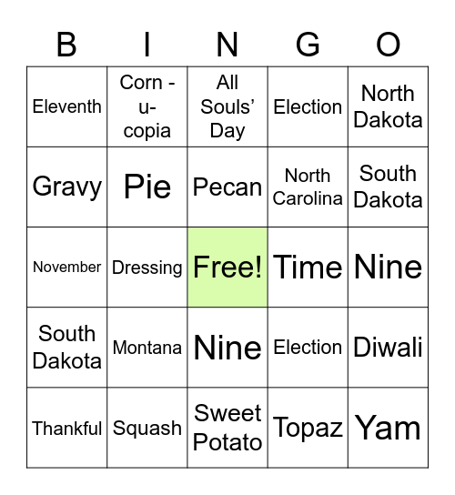 CCC November Bingo Card