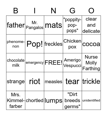 Chocolate Fever Ch. 3 and 4 Bingo Card