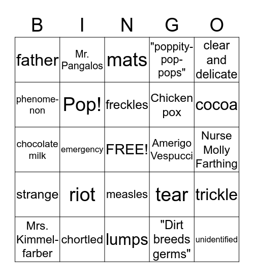 Chocolate Fever Ch. 3 and 4 Bingo Card