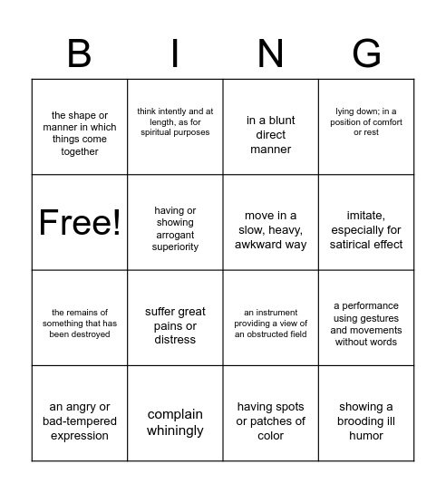 OMAM Vocab 1 Bingo Card