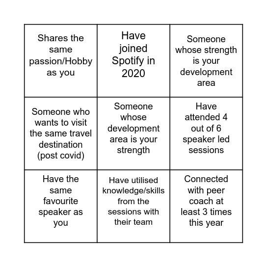 JAPAC Leadership Bingo Card