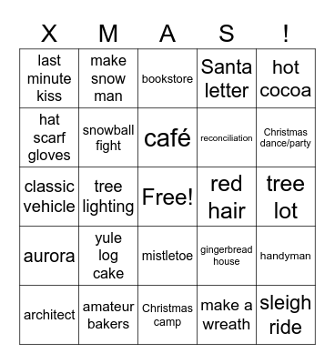 Christmas Hallmark Bingo Card