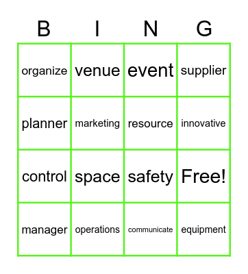 Career Bingo Card