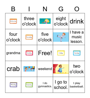 My Busy Week Bingo Card