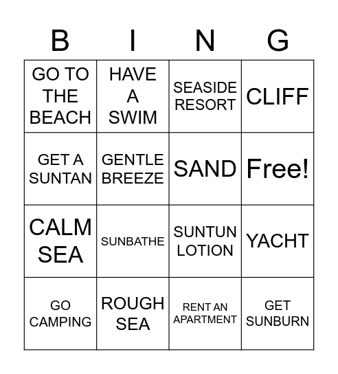 HOLIDAYS Bingo Card