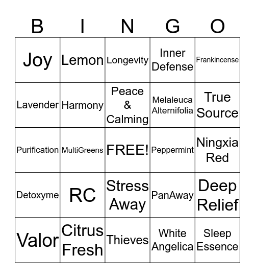 Essentially Powerful Oil Team BINGO Card