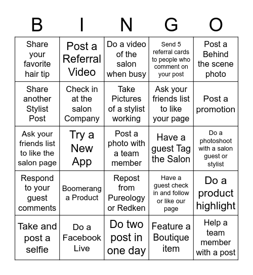 Let's Get Social Bingo Card