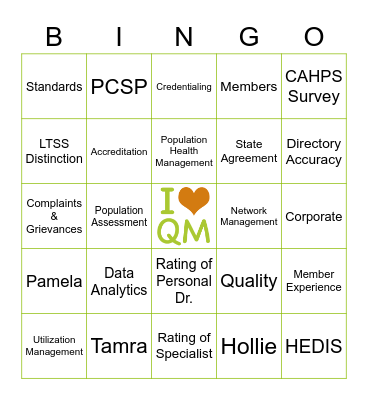 Quality Programs and Strategy Bingo Card