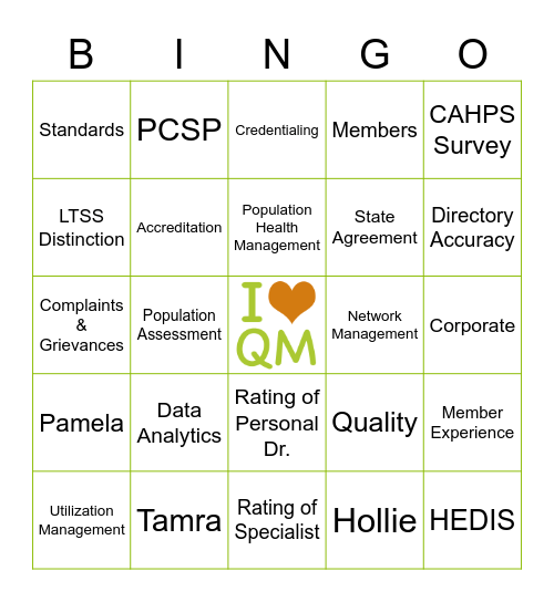 Quality Programs and Strategy Bingo Card