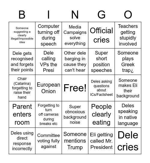 GA Bingo Card