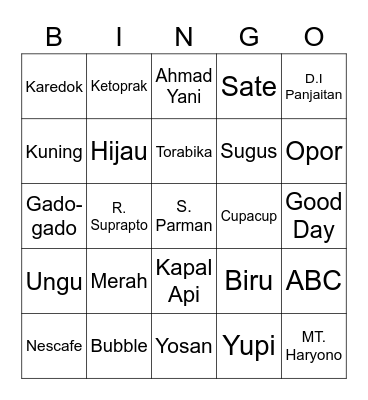 BINGO'S ANNA Bingo Card