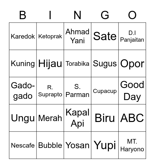 BINGO'S ANNA Bingo Card