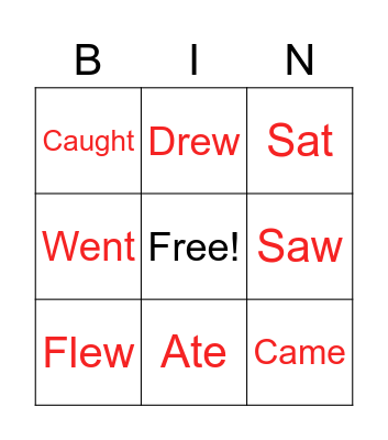Verbs in the past Bingo Card