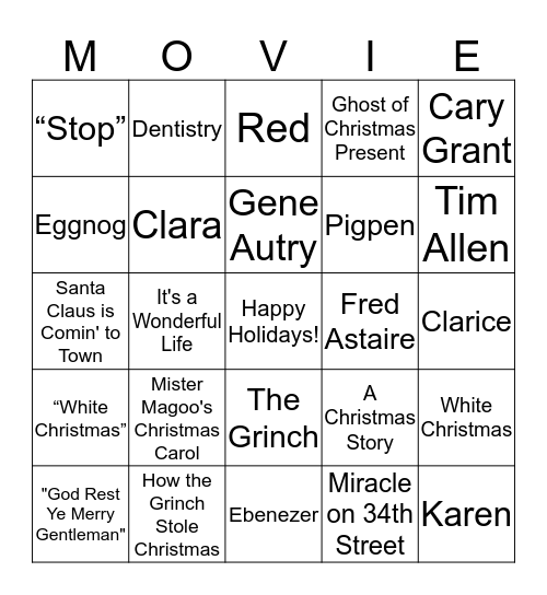 Holiday Trivia Bingo Card