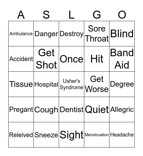 Medical List 5 & 6  Bingo Card