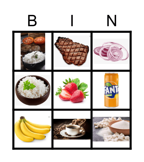 Comida Bingo Card