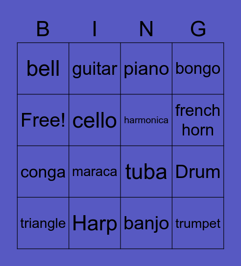 Music Bingo Card