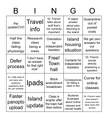 Purple week 10 town hall bingo Card