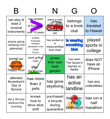 Pricing/CDTS Annual Refresher Icebreaker 2020! Bingo Card