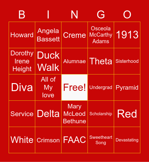Delta Bingo Card