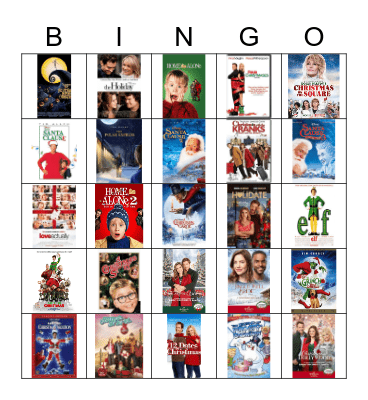 Christmas movie BINGO Card