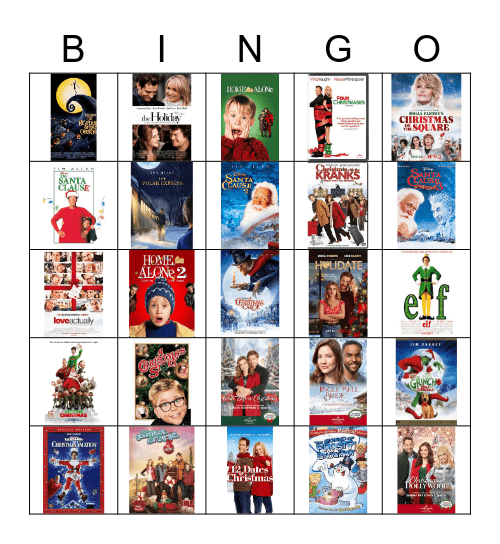 Christmas movie BINGO Card