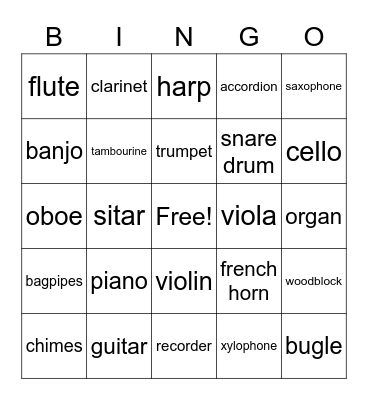 Music Bingo Card