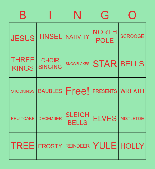 CHRISTMAS BINGO Card