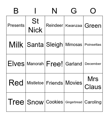 HOLIDAY BINGO Card