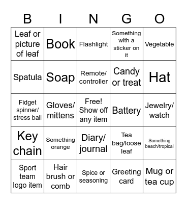 Rummage Race Bingo Card