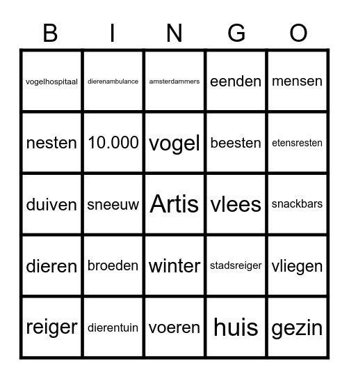 Reigers Bingo Card