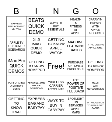NPL TRAINING Bingo Card