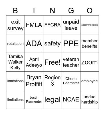 Know Your Rights Bingo Card