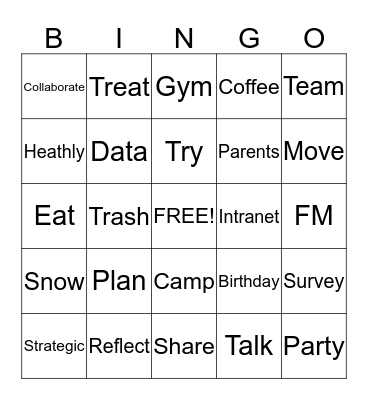 Institutional Share Bingo  Bingo Card