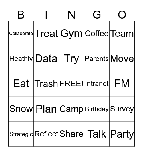Institutional Share Bingo  Bingo Card