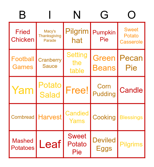 Thanksgiving 2020 Bingo Card