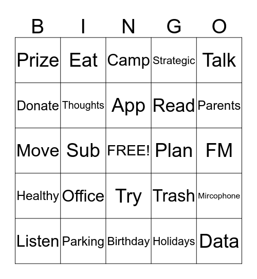 Institutional Share Bingo  Bingo Card