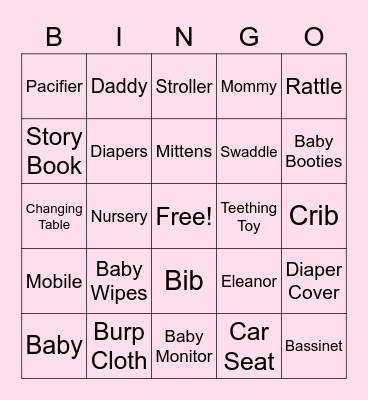 Ellie’s Baby Shower! Bingo Card