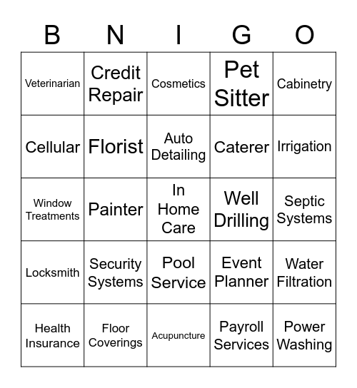BNI BINGO Card