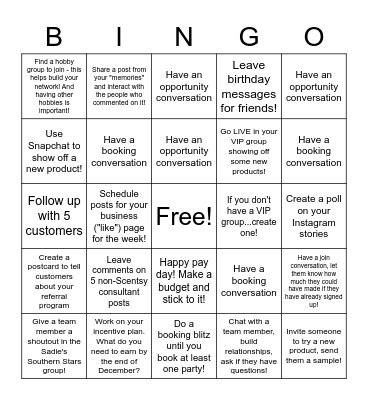 Power Hour 11/9 Bingo Card