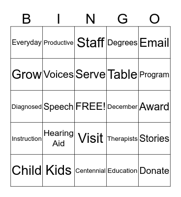 Institutional Share Bingo  Bingo Card