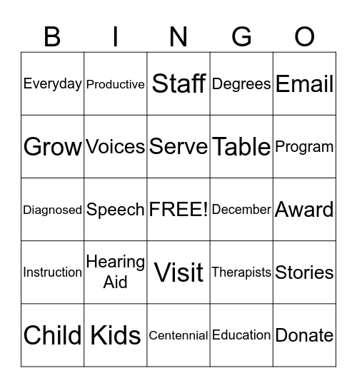 Institutional Share Bingo  Bingo Card
