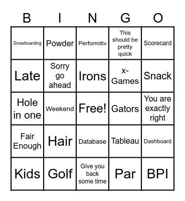Boss Bingo Card